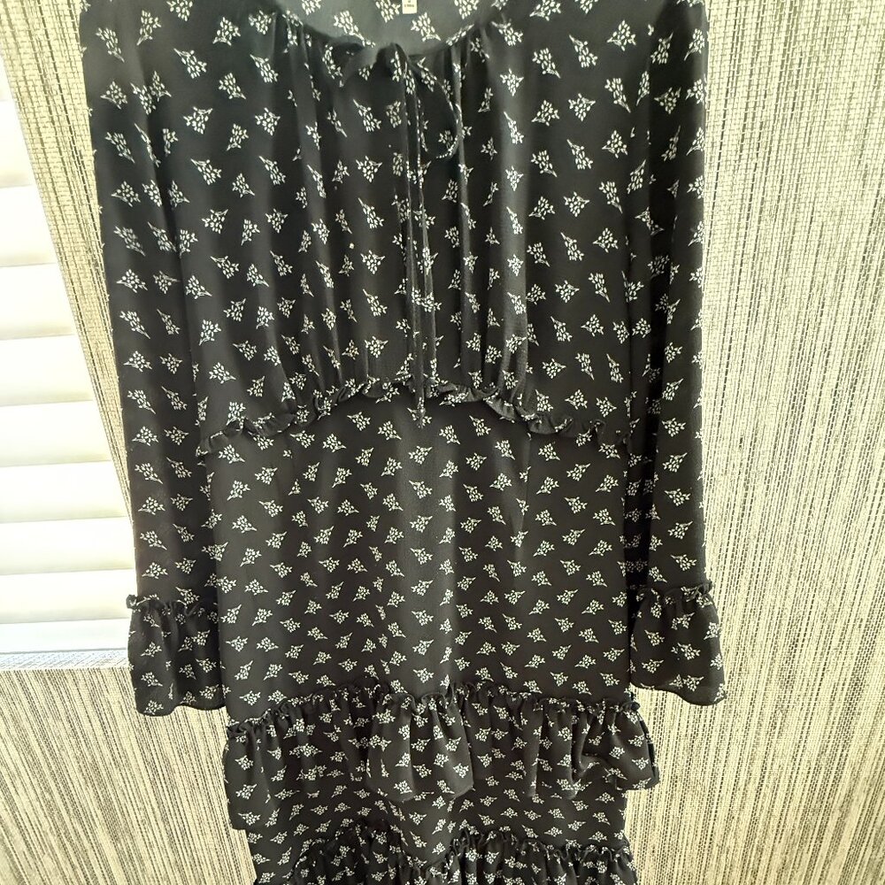 Max Studio Black Floral Tiered Maxi Dress (Size M)